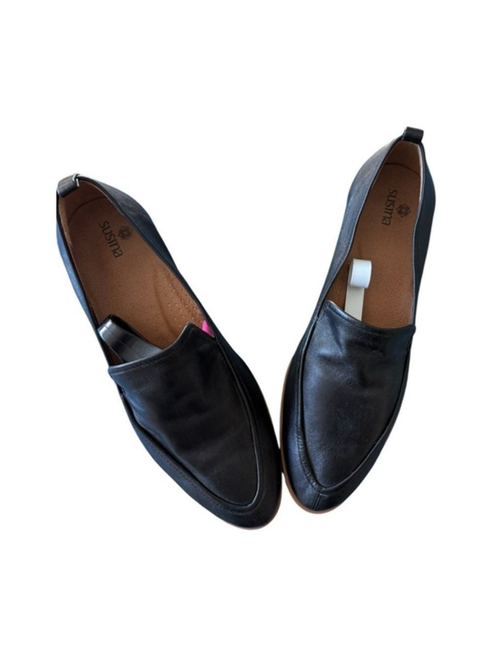 Susina Black Leather Women's Slip-On Leather Loafer Size 7.5